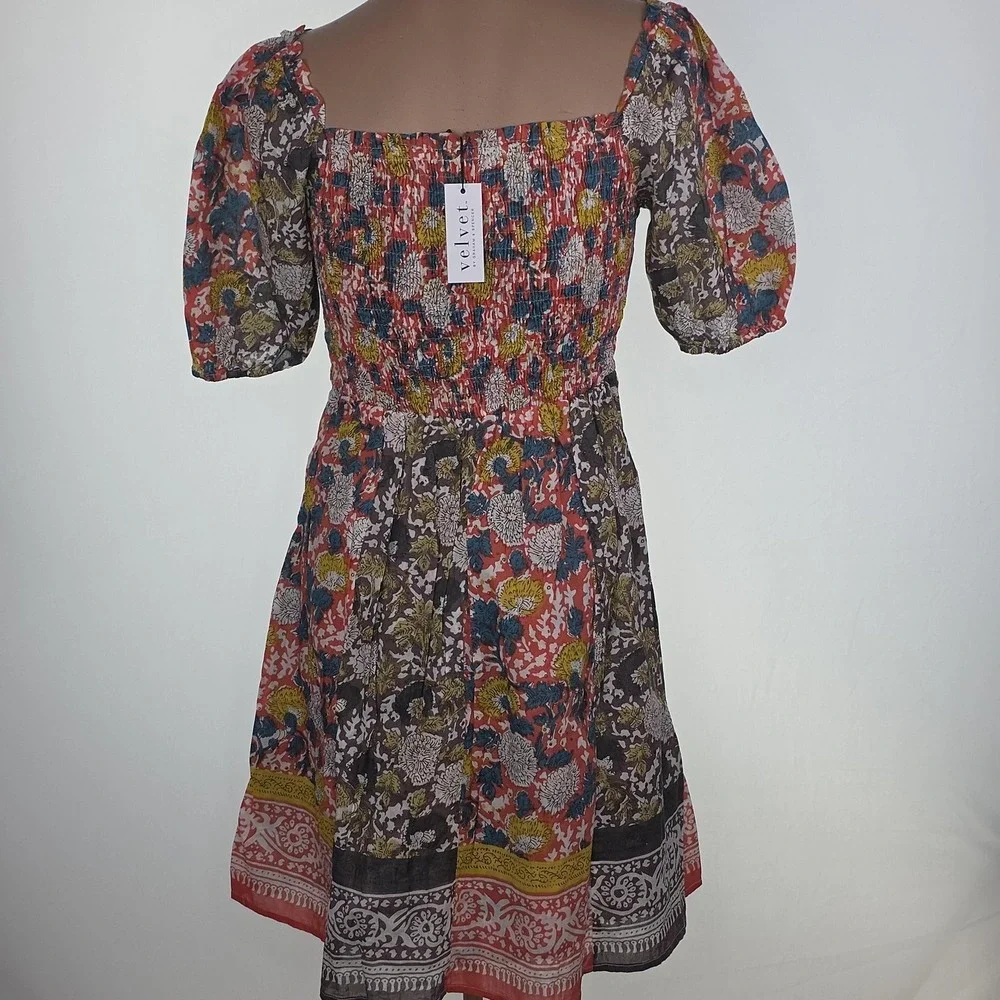 Velvet Graham &‎ Spencer Dress Womens S Multi Taria Floral Boho Smocked Cottage
